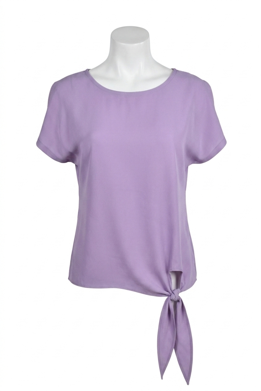 NEW FRANK LYMAN side tie cap sleeve top in iris